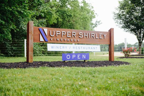 upper shirley vineyards sign